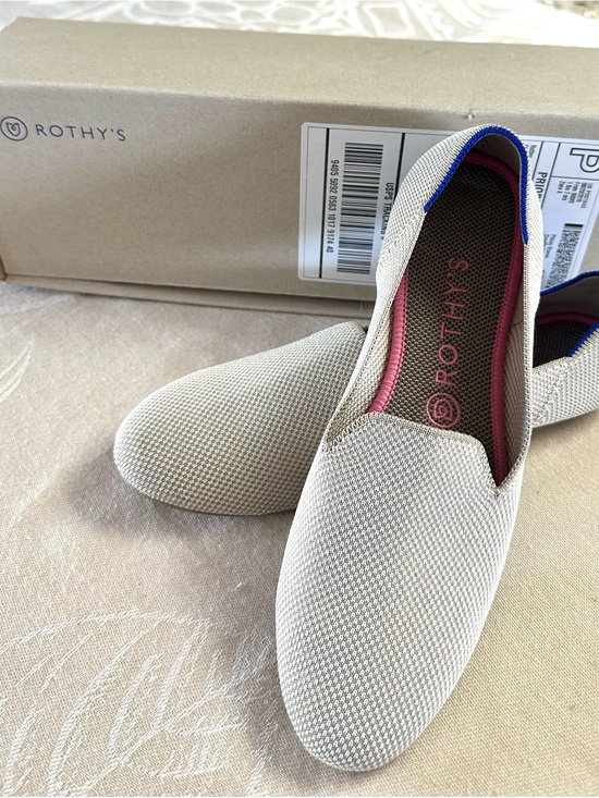 Rothy's Shoes - Rothy’s The Loafer Retired Salt Honeycomb Blue Trim Size 9.5